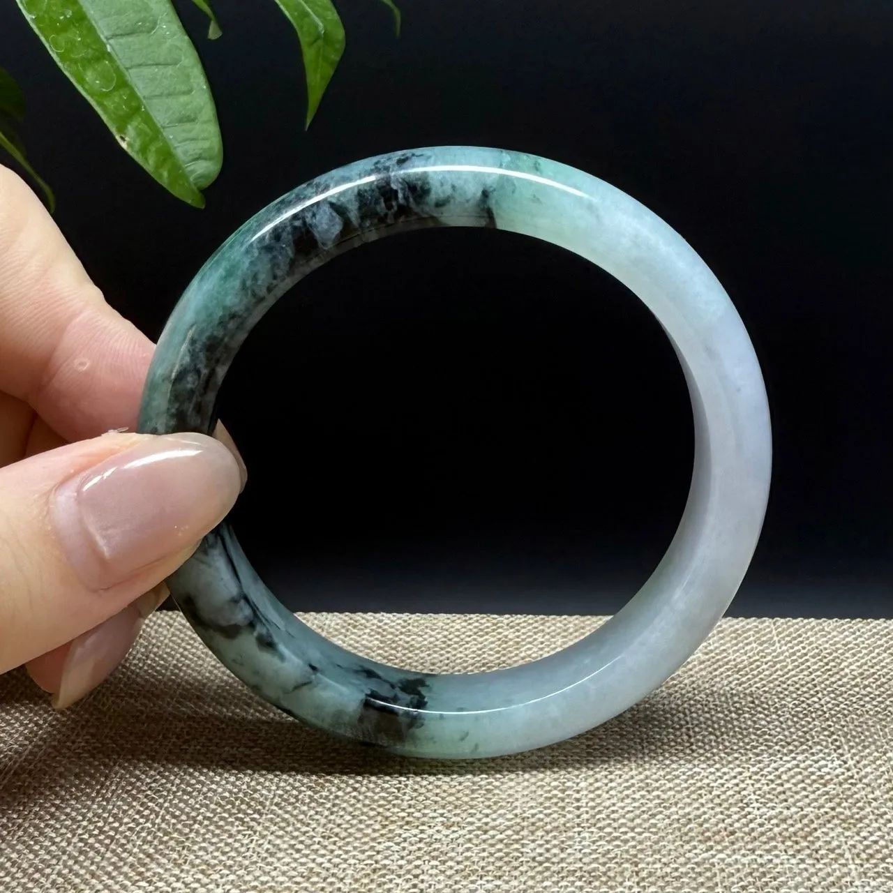 Genuine Burmese Lavender Green Jade Jadeite Bangle Bracelet ( 56mm )
