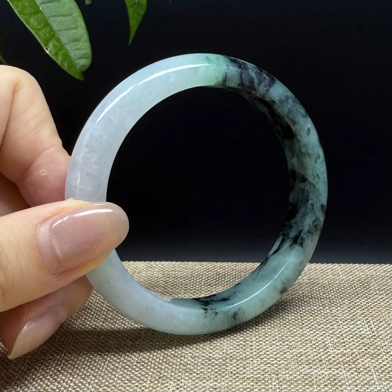 Genuine Burmese Lavender Green Jade Jadeite Bangle Bracelet ( 56mm )