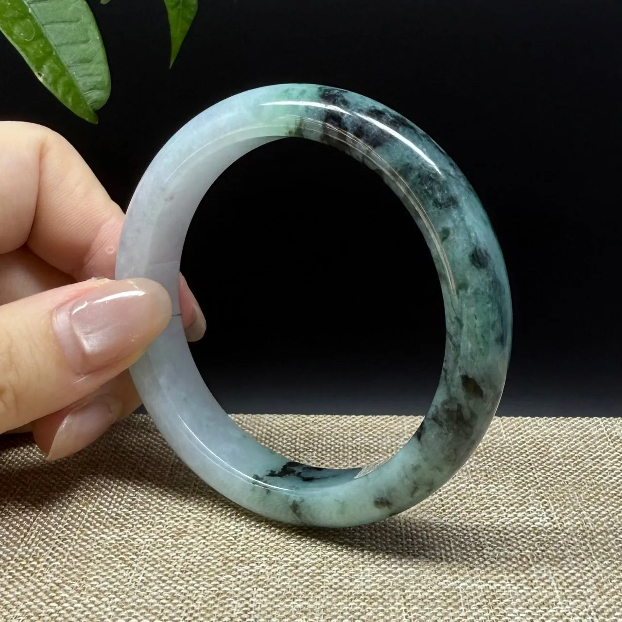 Genuine Burmese Lavender Green Jade Jadeite Bangle Bracelet ( 56mm )