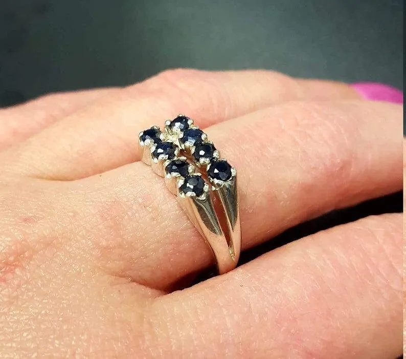 Genuine Ruby Ring - Double Band Ring - Wide Vintage Ring