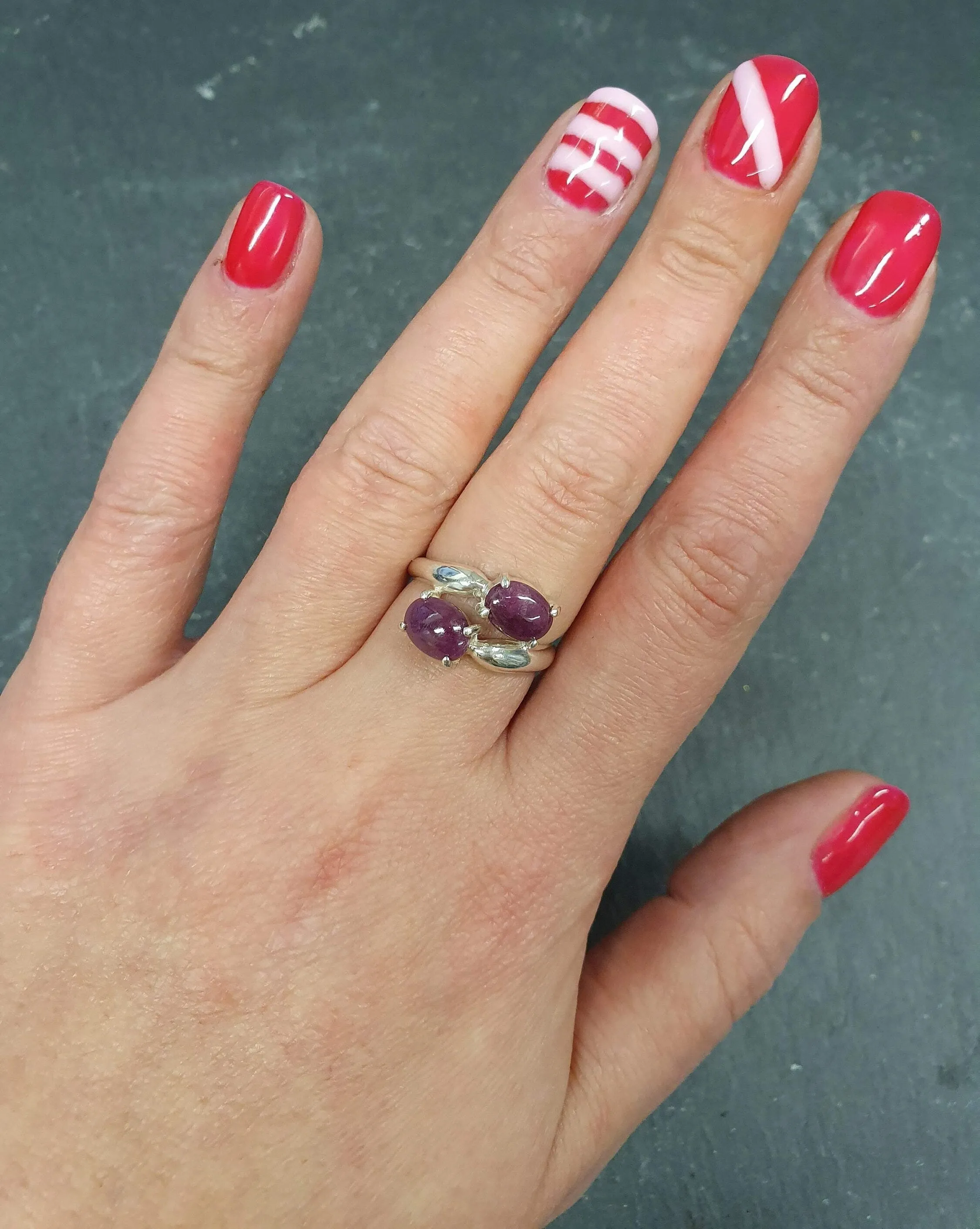 Genuine Ruby Ring - Red Bypass Ring - Vintage Oval Ring