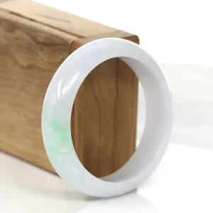 Genuine White & Green Burmese Jadeite Jade Bangle Bracelet (55.64 mm) #742