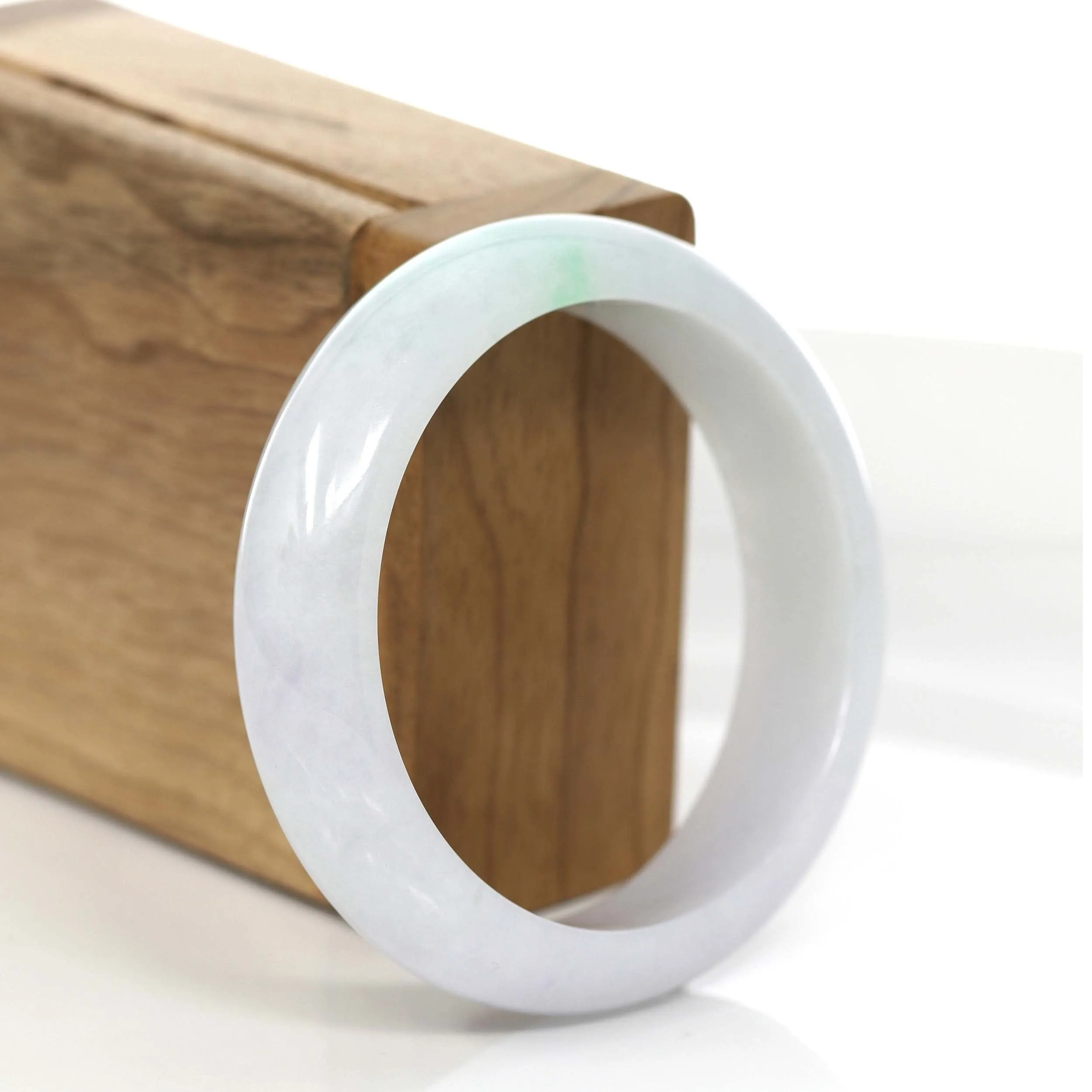 Genuine White & Green Burmese Jadeite Jade Bangle Bracelet (55.64 mm) #742