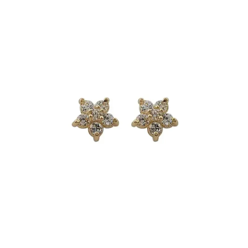 Girls' Sweet Flower Women's Gold Stud Fashion Gift Silver Mini Earring
