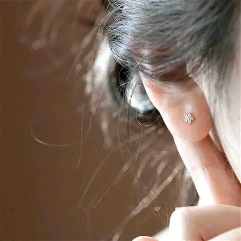 Girls' Sweet Flower Women's Gold Stud Fashion Gift Silver Mini Earring