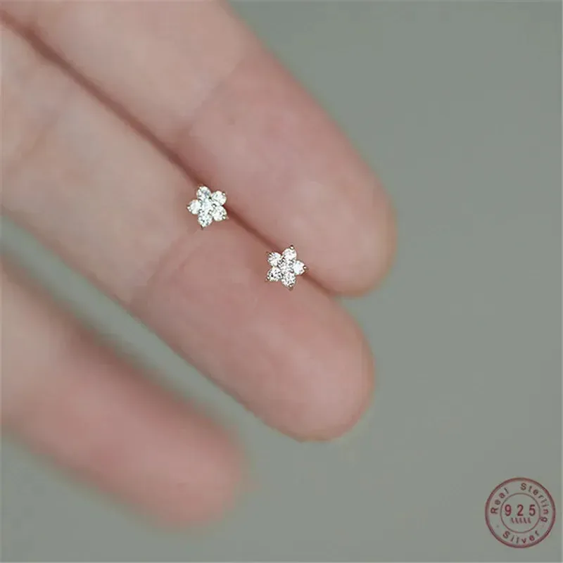 Girls' Sweet Flower Women's Gold Stud Fashion Gift Silver Mini Earring