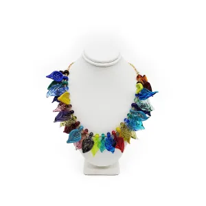Glass Leaf Multicolored Necklace