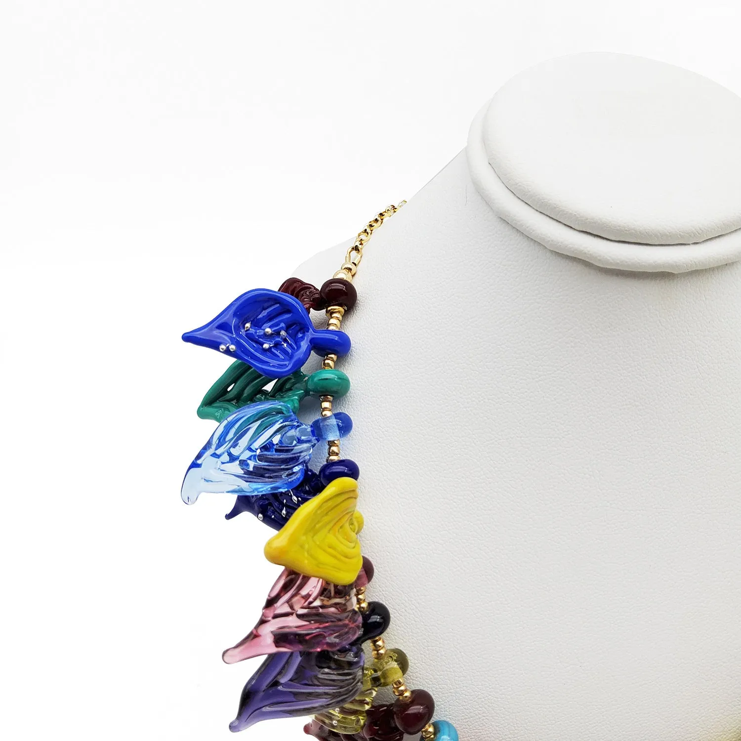 Glass Leaf Multicolored Necklace
