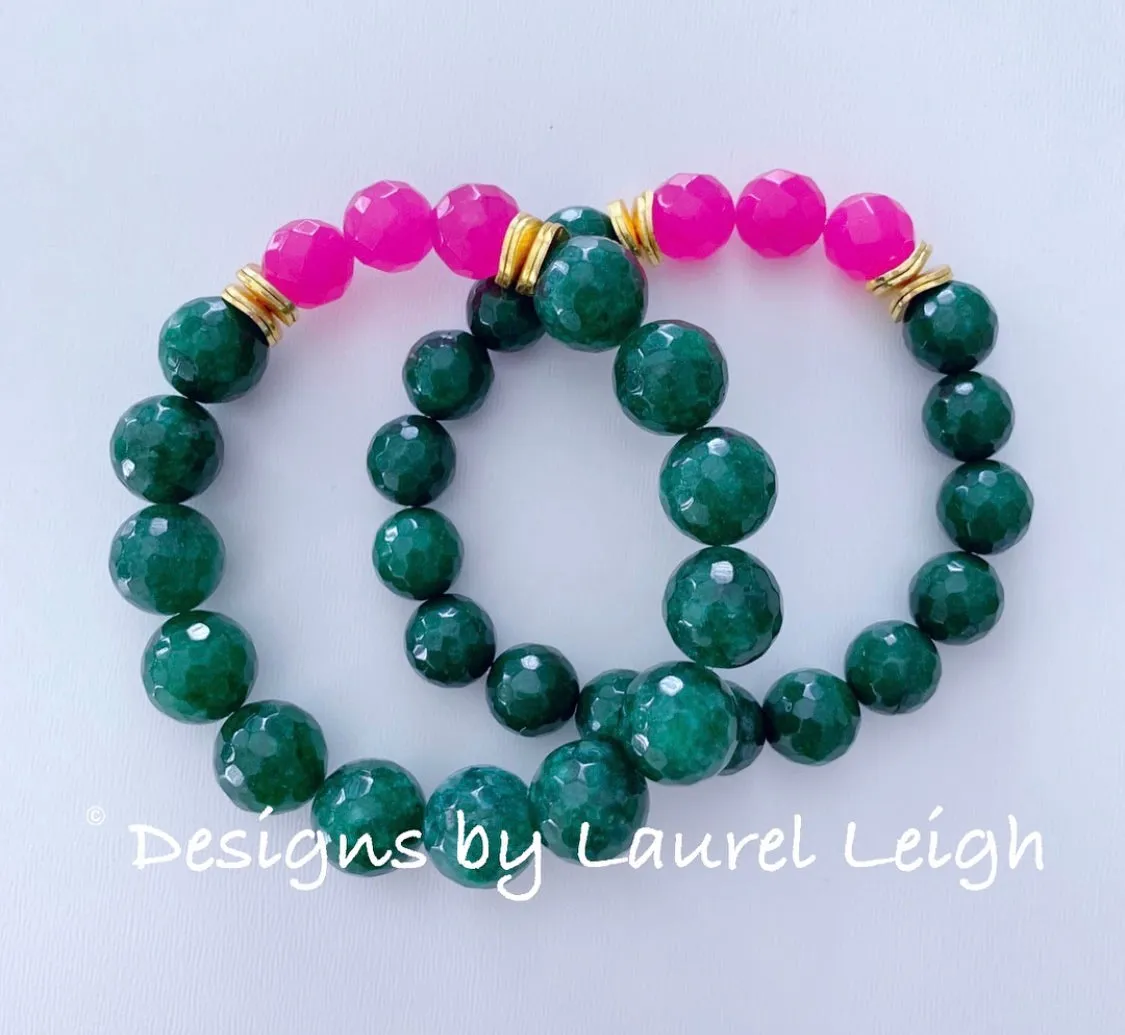 Green & Pink Gemstone Statement Bracelet - Two Options
