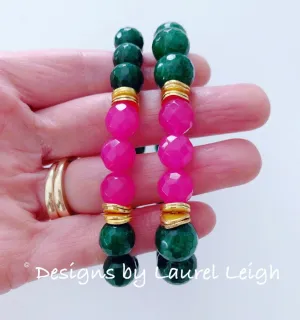 Green & Pink Gemstone Statement Bracelet - Two Options