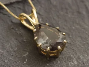 Green Diamond Pendant - Gold Diamond Necklace, Green Diamond Teardrop Pendant