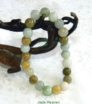Heavenly Natural Color Burmese Jadeite 8mm Beads Elastic Bracelet (JHBEADS-8)