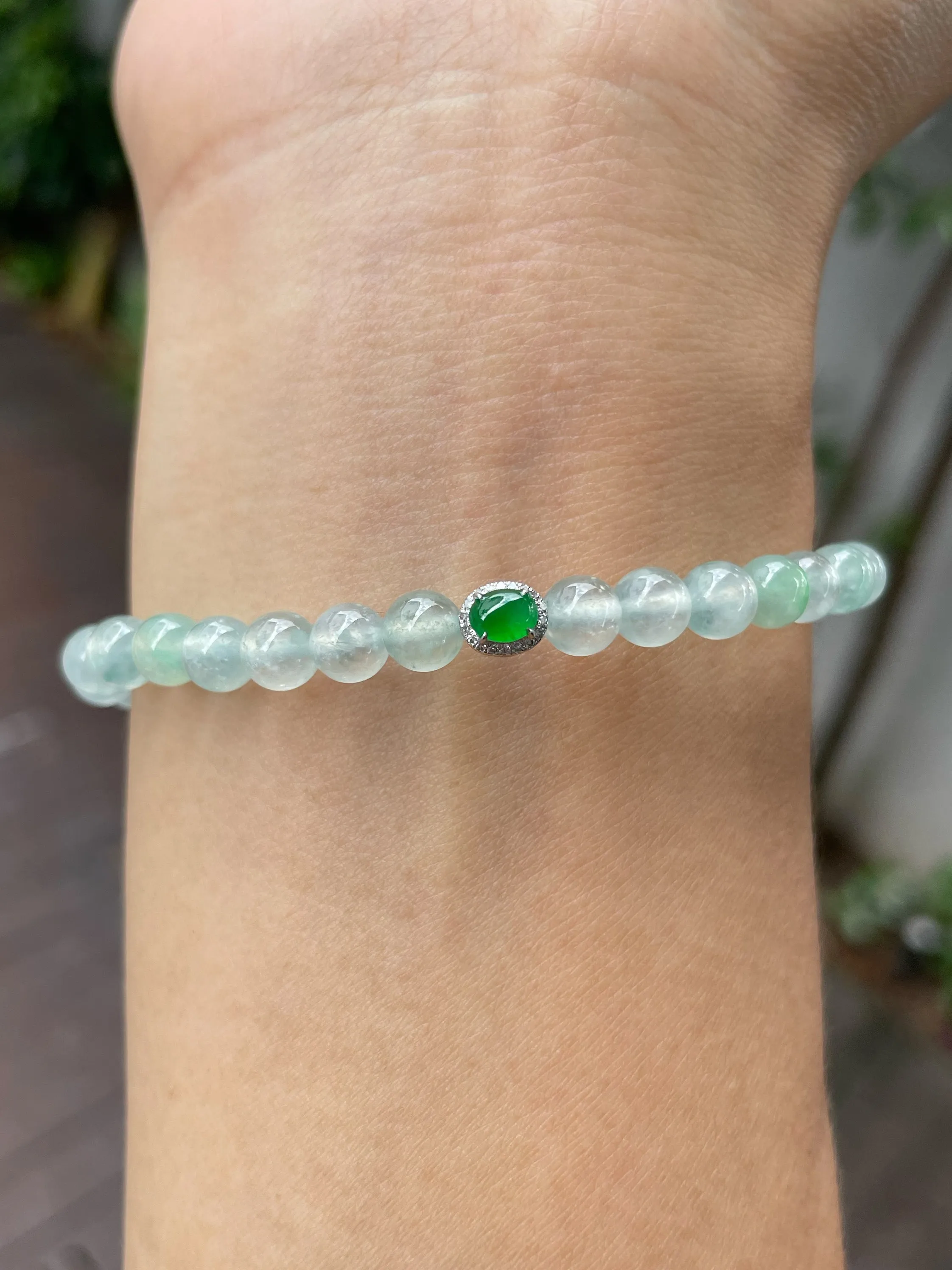 Icy Jadeite Bracelet - Round Beads (NJBA131)