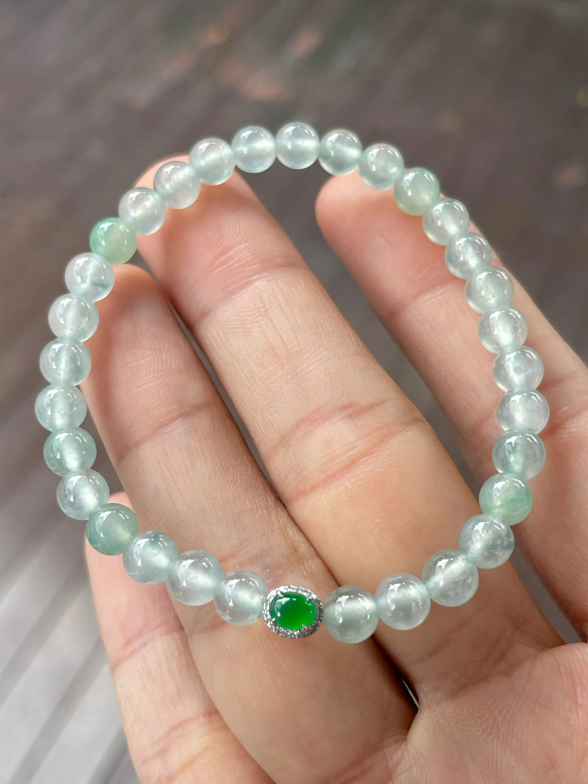 Icy Jadeite Bracelet - Round Beads (NJBA131)