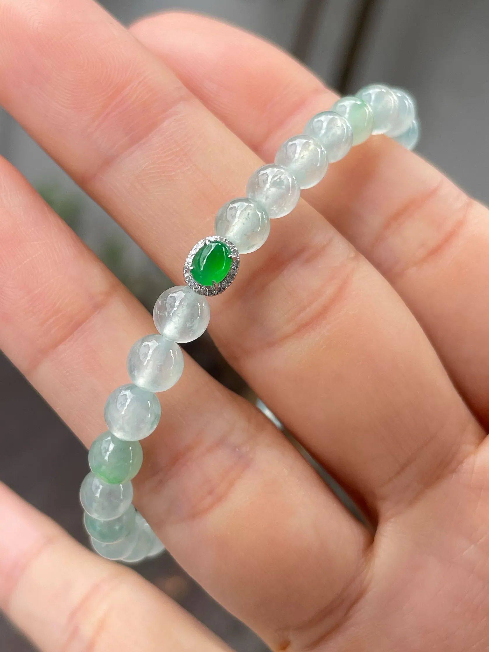 Icy Jadeite Bracelet - Round Beads (NJBA131)