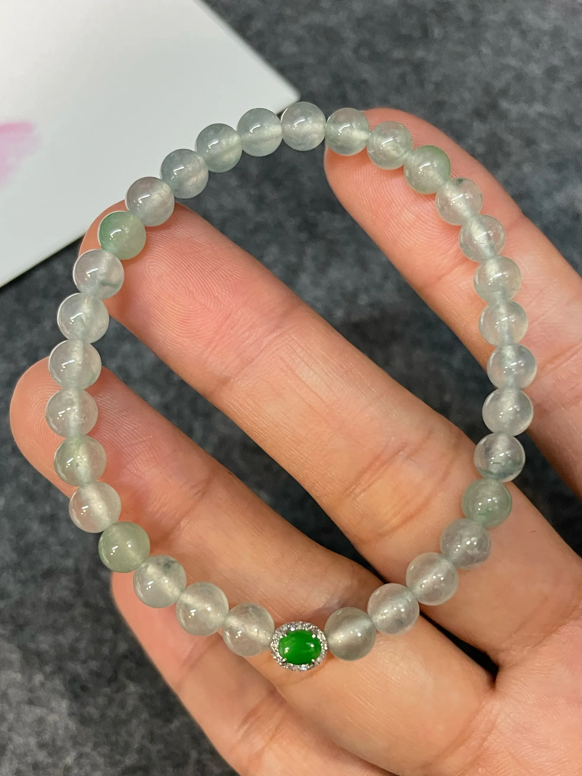Icy Jadeite Bracelet - Round Beads (NJBA131)