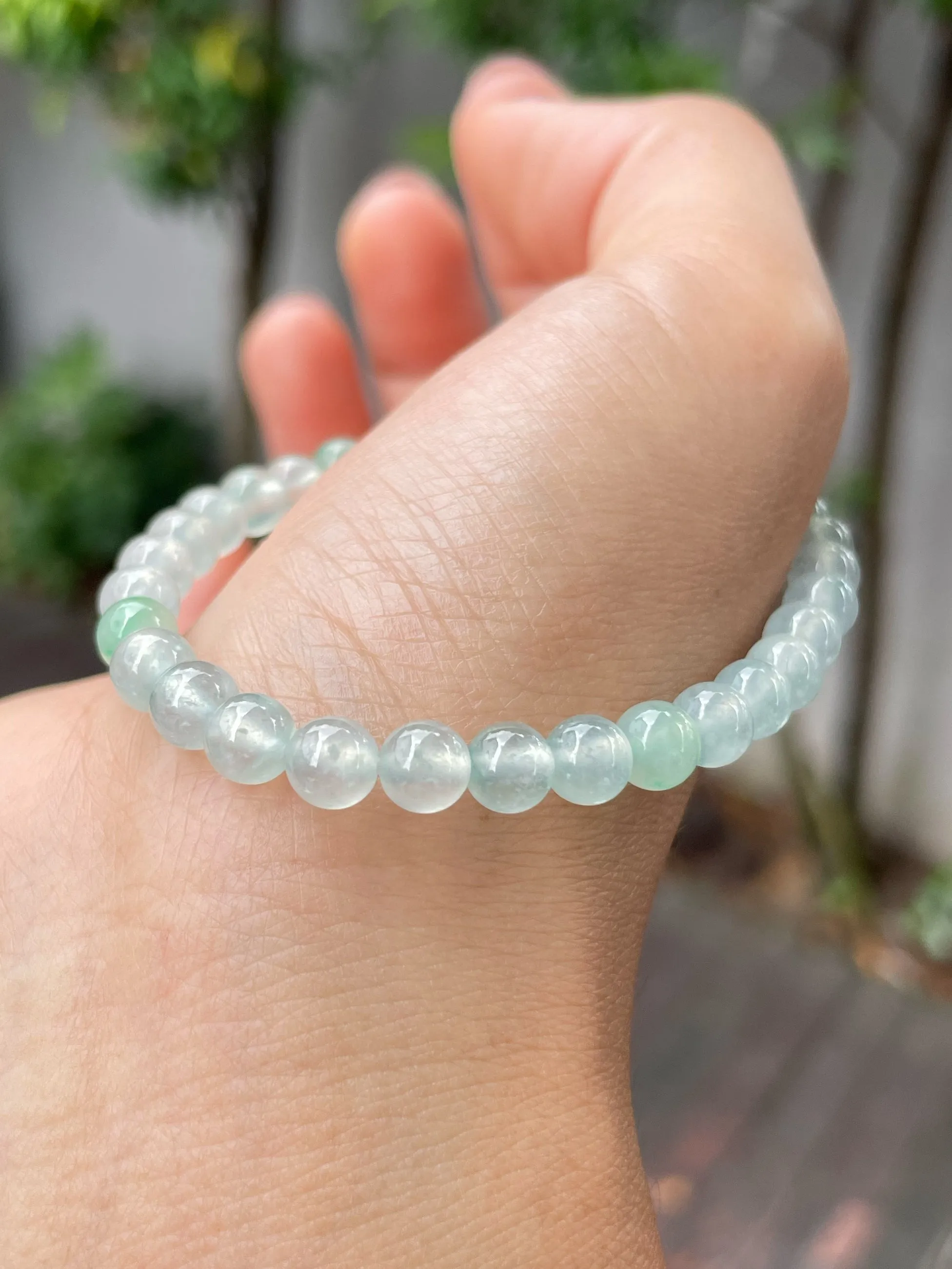 Icy Jadeite Bracelet - Round Beads (NJBA131)