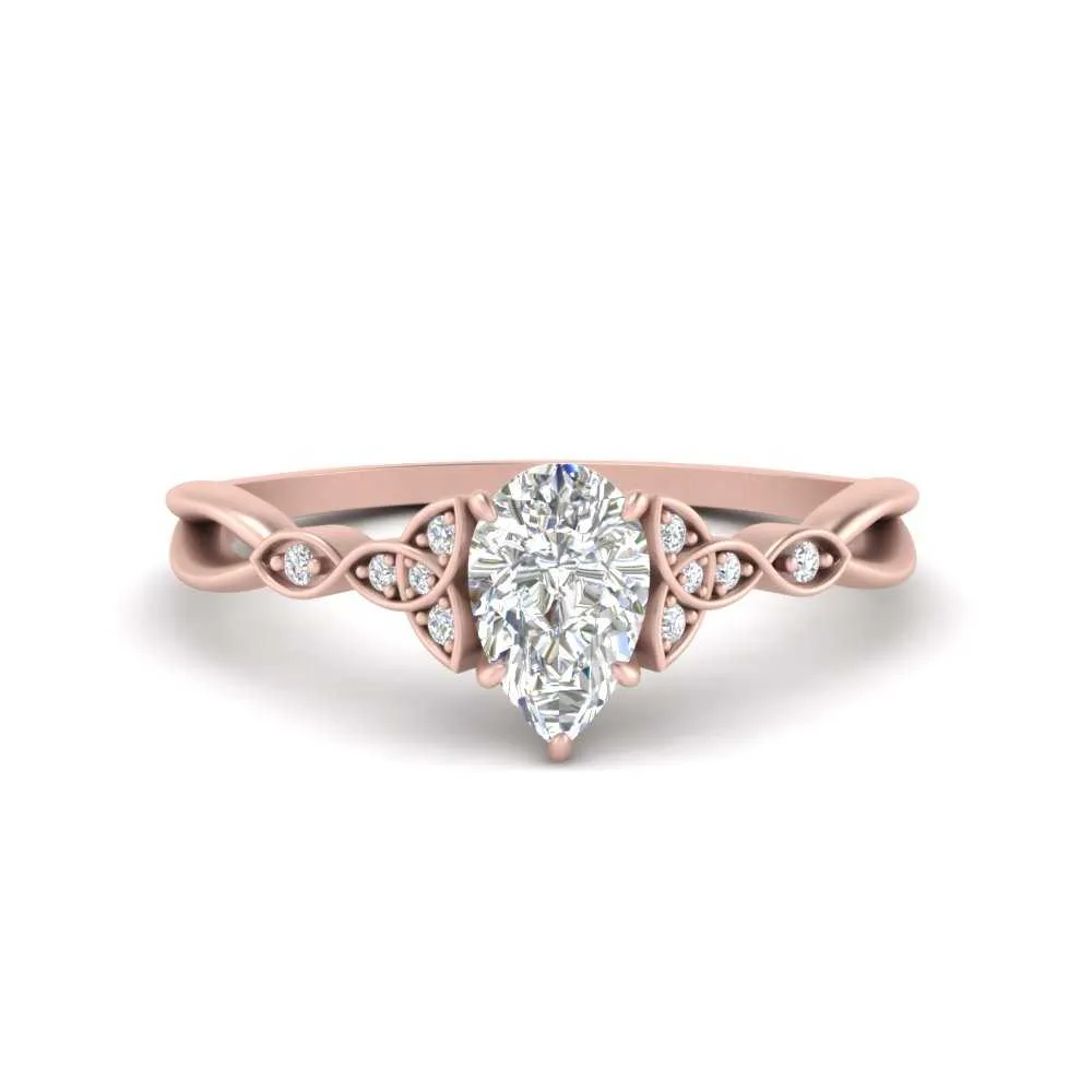 IGI Certified 1/2 - 5 Carat Lab Grown Diamond Celtic Knot Women Engagement Ring 14K Gold