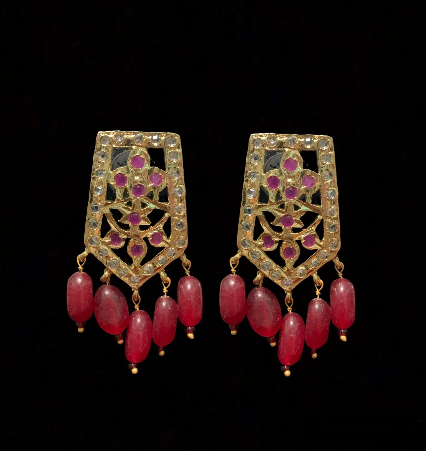 Indu long ruby  beads haar (SHIPS IN 4 WEEKS )
