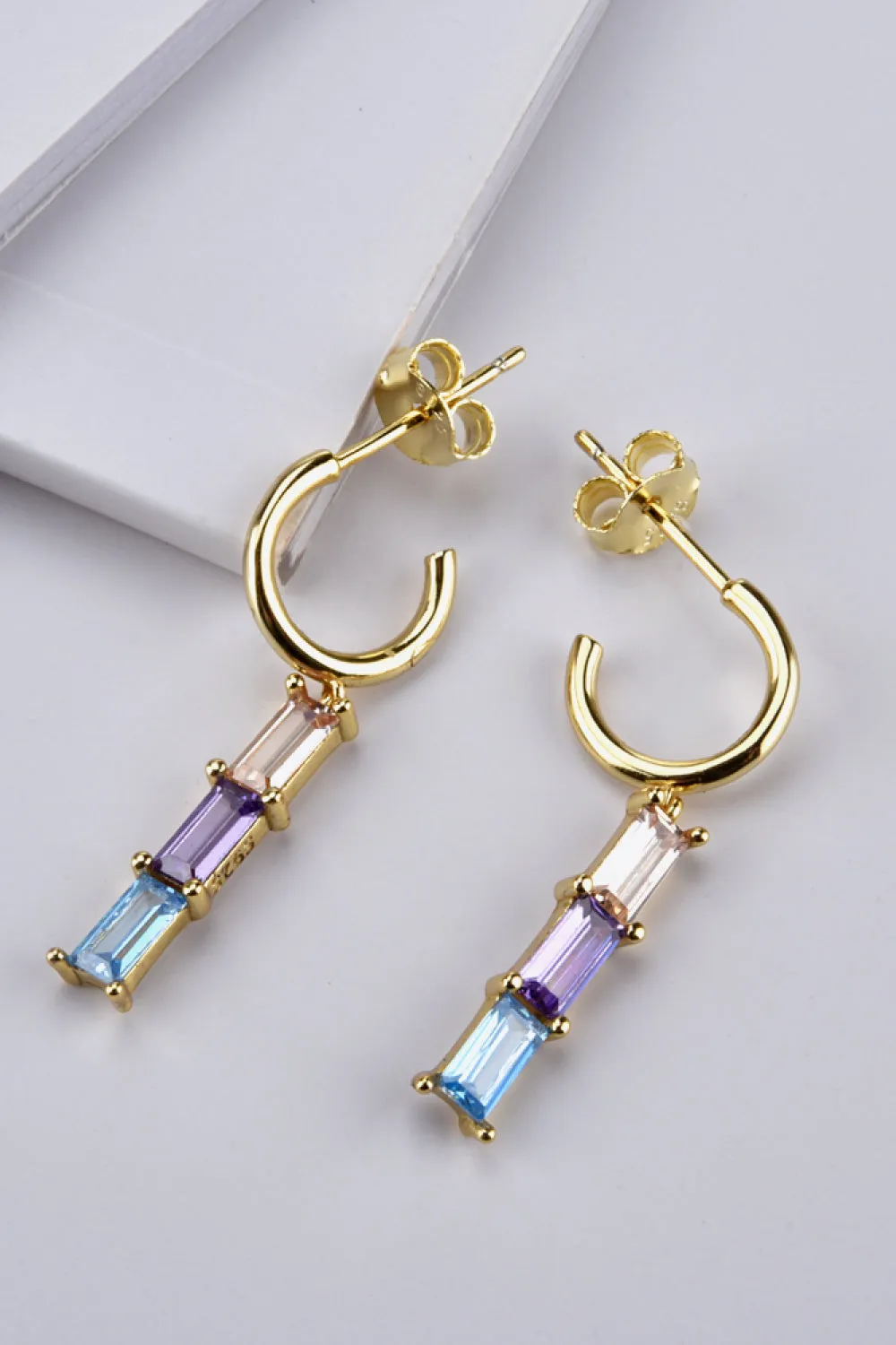 Inlaid Zircon 925 Sterling Silver Earrings - 7 colors