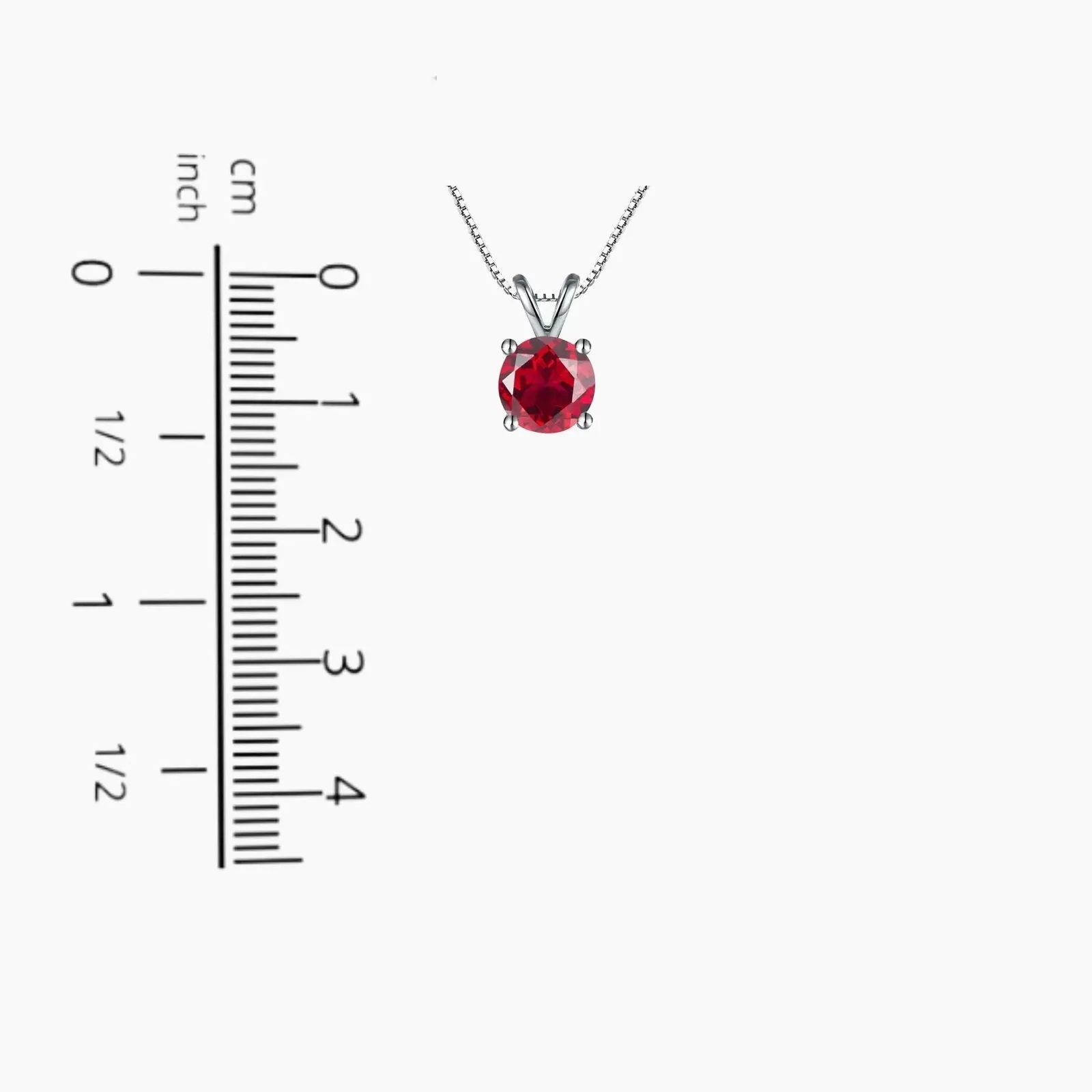Irosk Round Cut Necklace in Sterling Silver -  Ruby