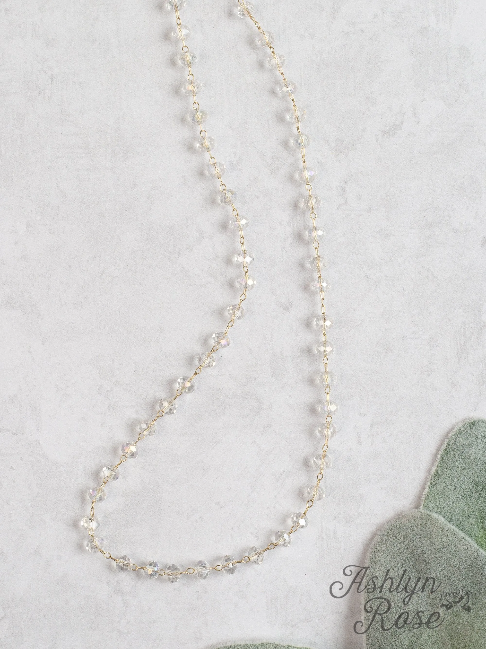 It's Crystal Clear To Me Clear And Gold Beaded Necklace