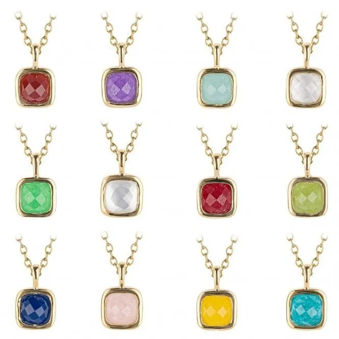 July Birthstone Dark Ruby Quartz Gold Plated Silver Necklace N4512