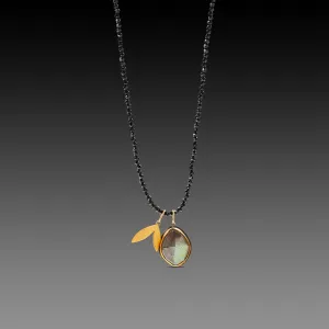 Labradorite, Leaf Charm and Spinel Necklace