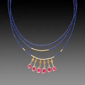 Lapis, Rubies & Gold Necklace