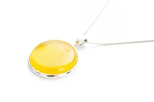 Large Yellow Amber Circle Pendant