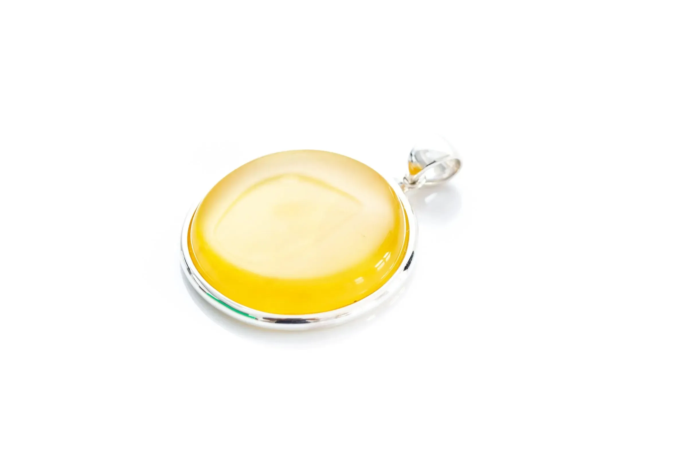 Large Yellow Amber Circle Pendant