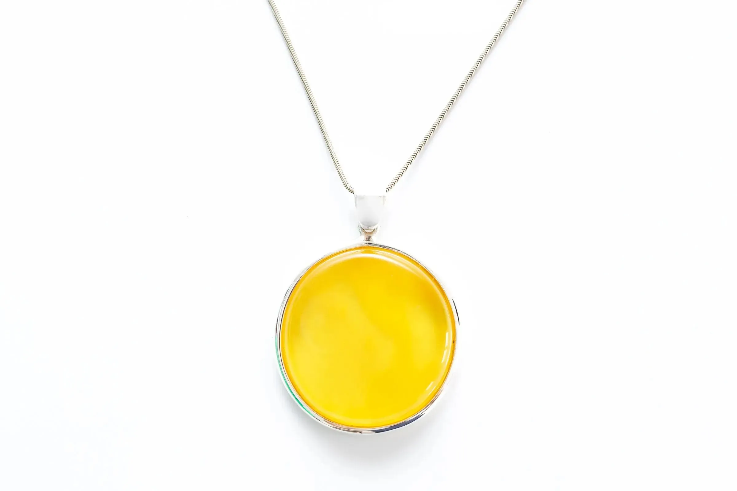 Large Yellow Amber Circle Pendant