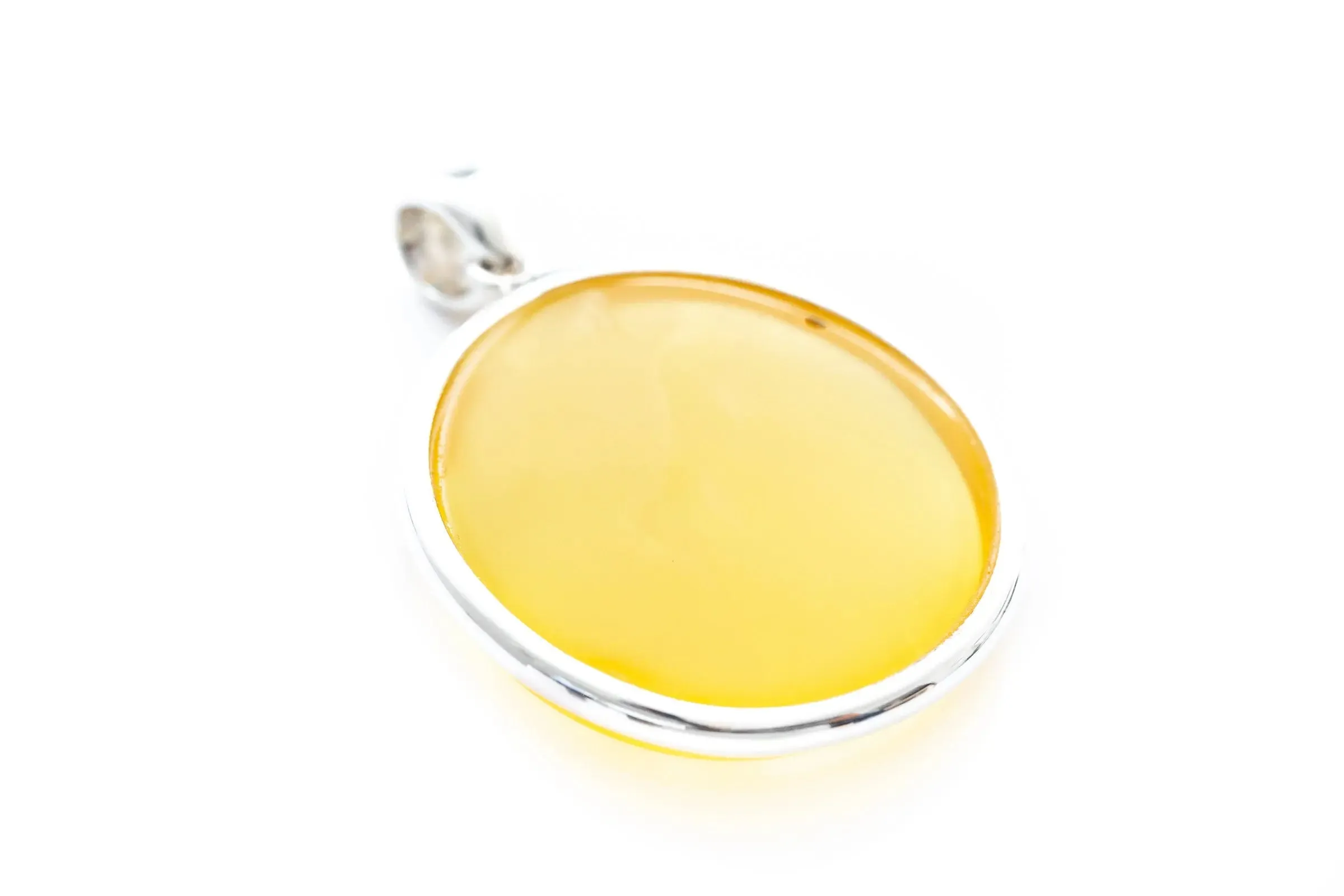 Large Yellow Amber Circle Pendant