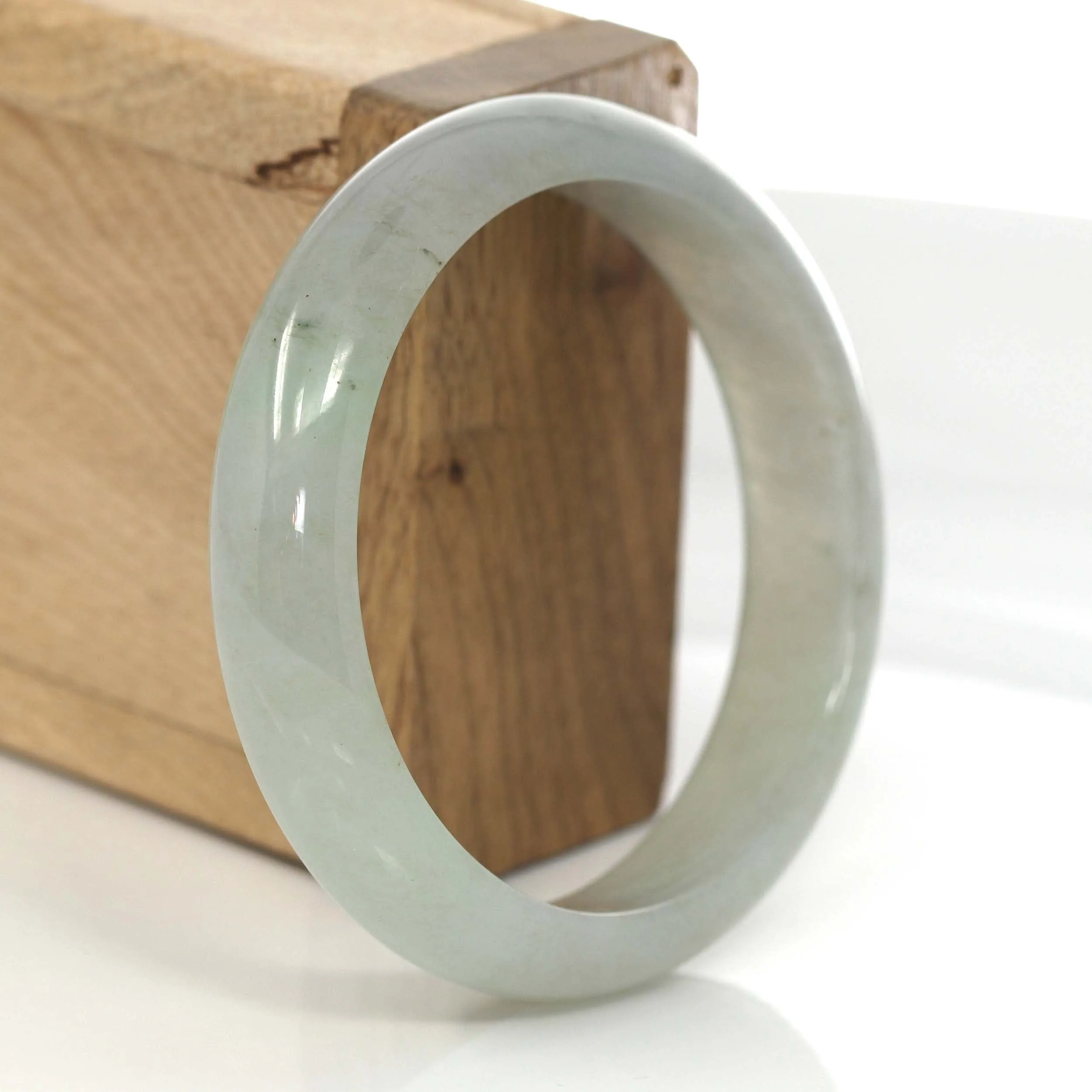 Lavender- Green Genuine Burmese Jadeite Jade Bangle Bracelet (56.56 mm) #635