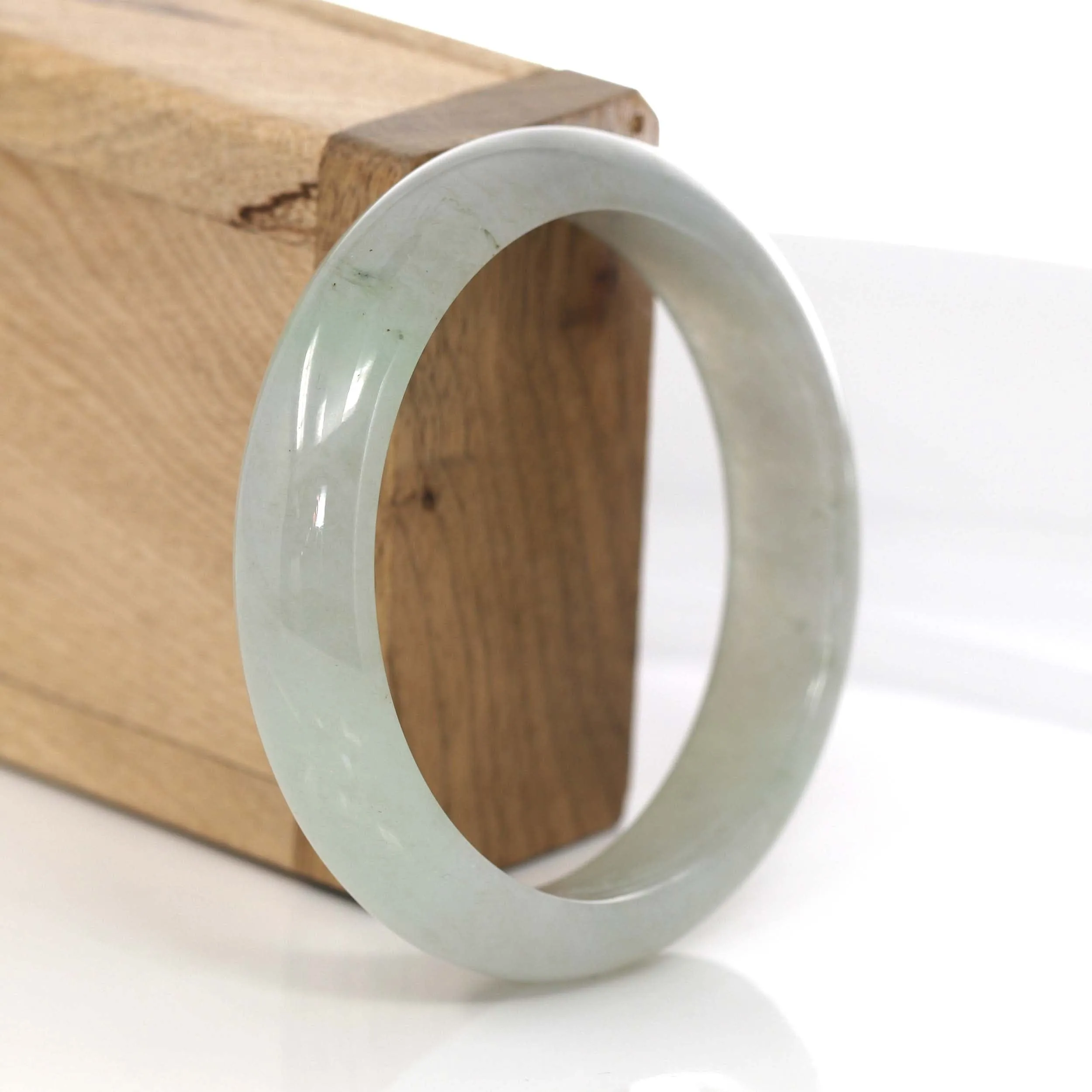 Lavender- Green Genuine Burmese Jadeite Jade Bangle Bracelet (56.56 mm) #635