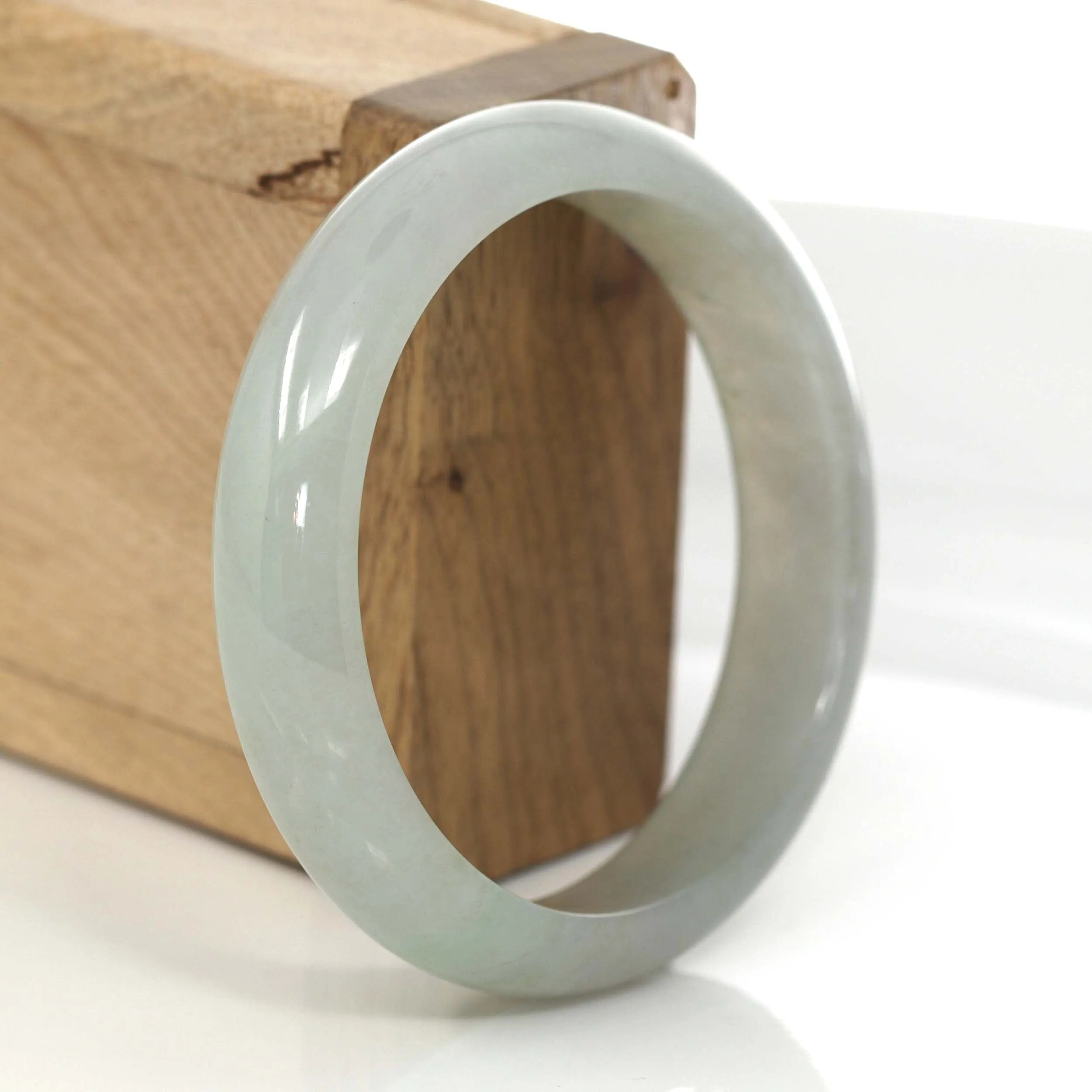 Lavender- Green Genuine Burmese Jadeite Jade Bangle Bracelet (56.56 mm) #635