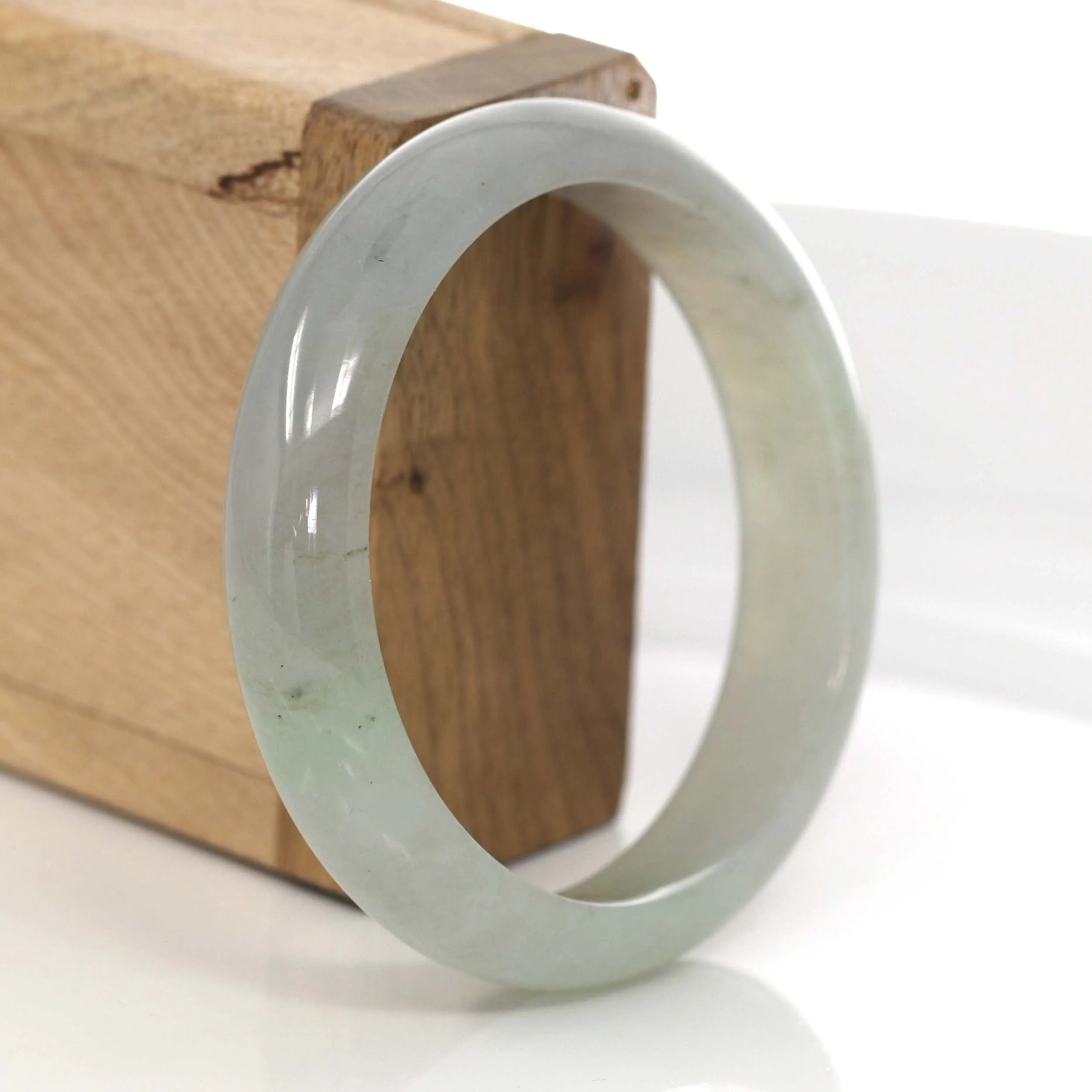 Lavender- Green Genuine Burmese Jadeite Jade Bangle Bracelet (56.56 mm) #635