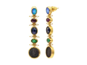 Long Drop Multi-Stone Earring