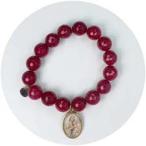 Marsala Jade "St Joseph for Leonardo " with St Joseph Pendant