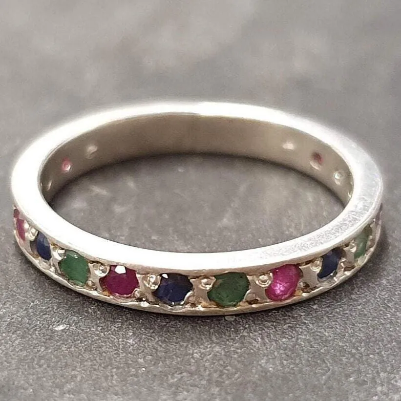 Multistone Stackable Band - Natural Gemstone Ring - Colorful Band