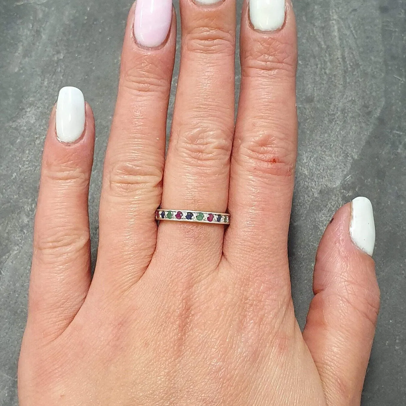 Multistone Stackable Band - Natural Gemstone Ring - Colorful Band