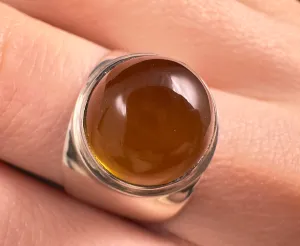 Natural AMBER Ring - SIZE 7 - Genuine Sterling Silver Ring with a Polished AMBER Center Stone, 53757