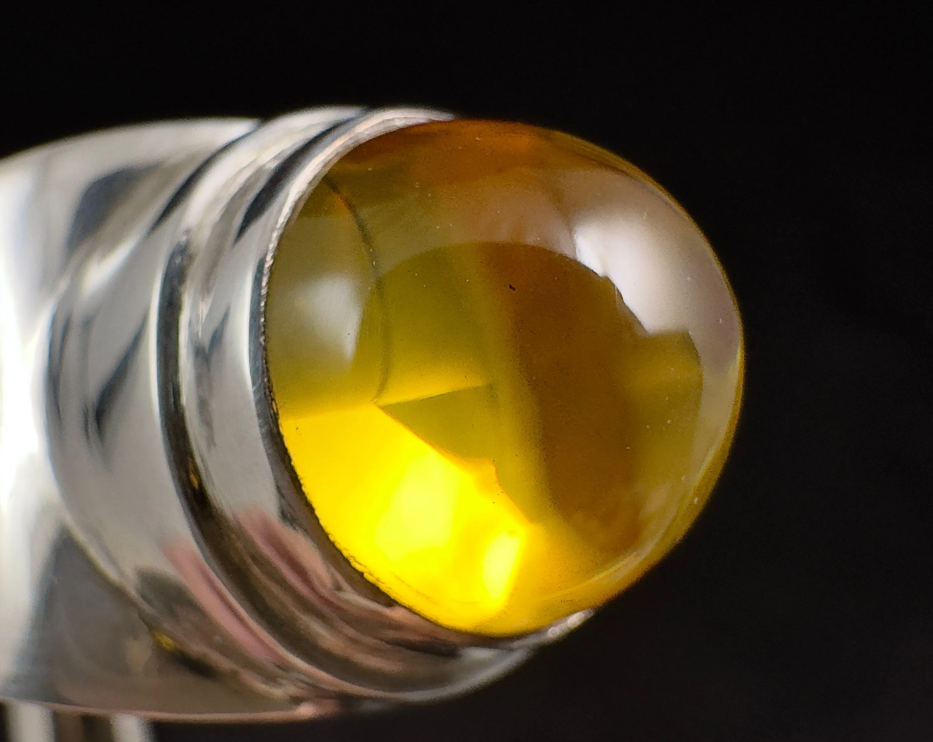 Natural AMBER Ring - SIZE 7 - Genuine Sterling Silver Ring with a Polished AMBER Center Stone, 53757