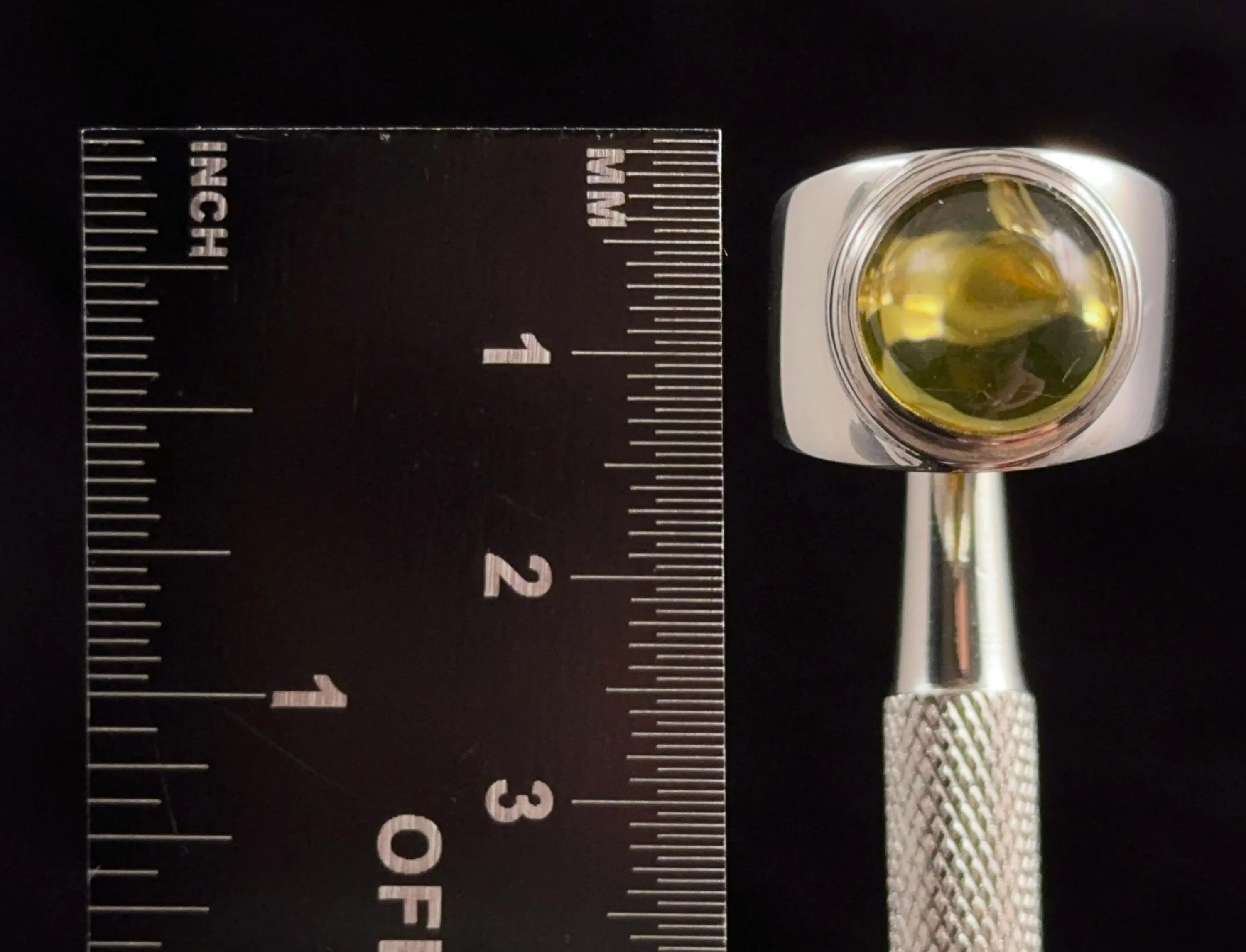 Natural AMBER Ring - SIZE 7 - Genuine Sterling Silver Ring with a Polished AMBER Center Stone, 53757
