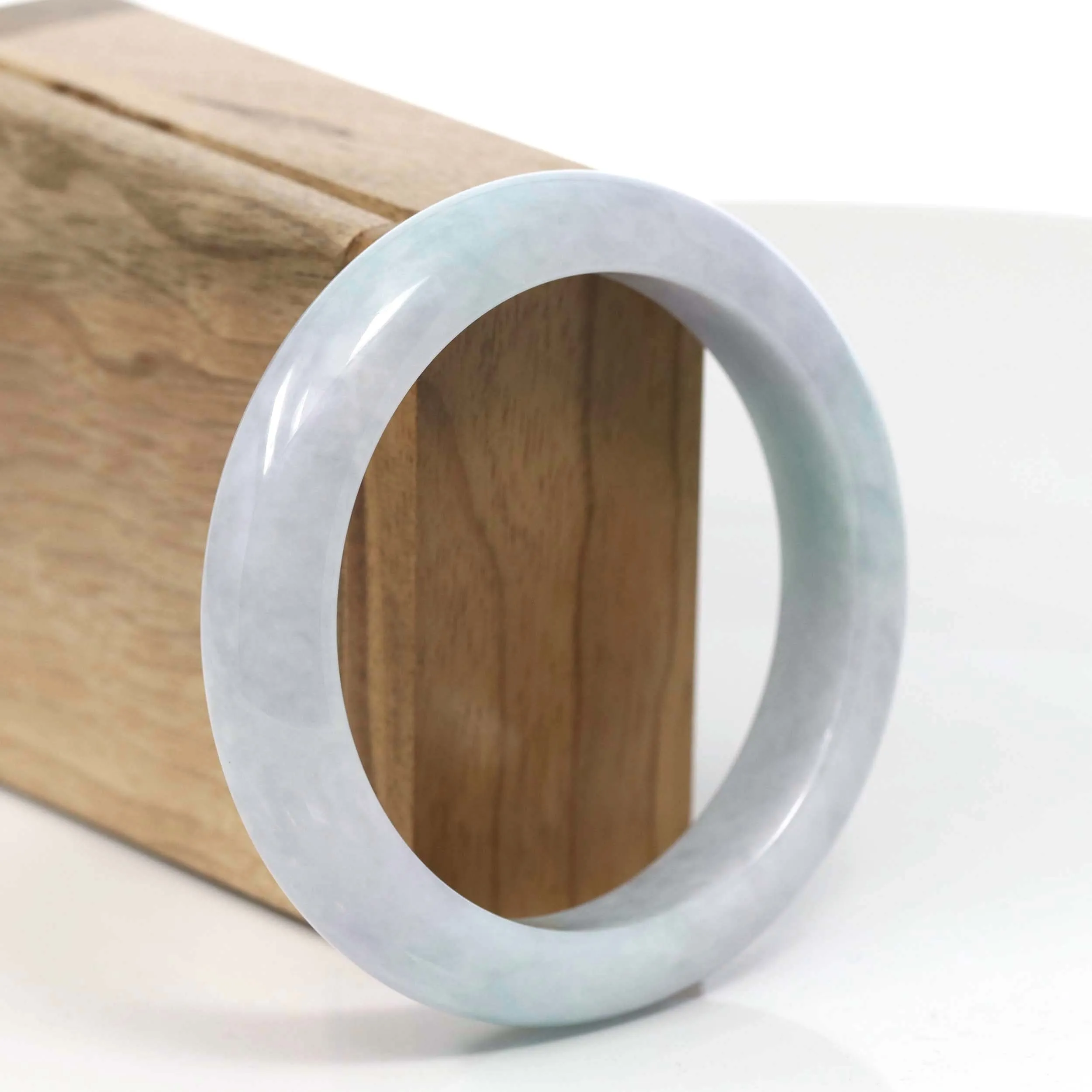 Natural Lavender-Green Jadeite Jade Bangle Bracelet ( 57.47 mm) #T034