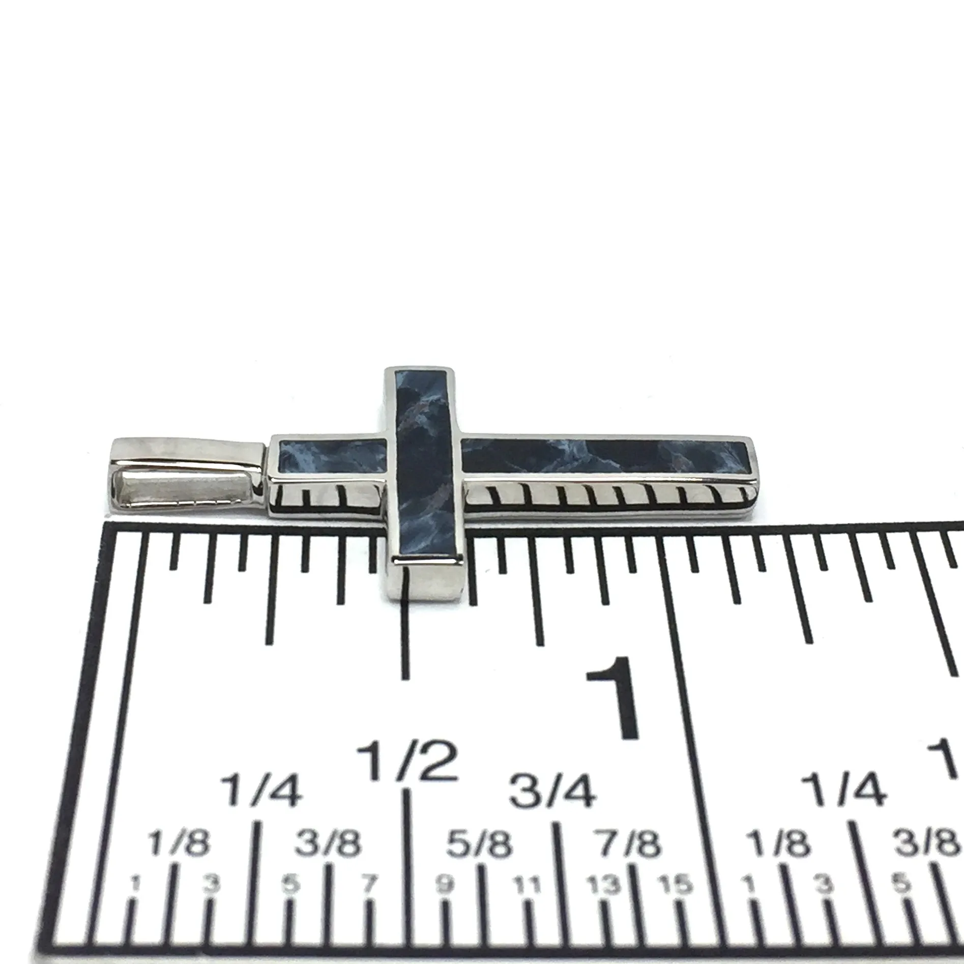 Natural pietersite cross necklace 3 section inlaid