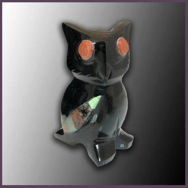 OBO102 Black Obsidian Owl