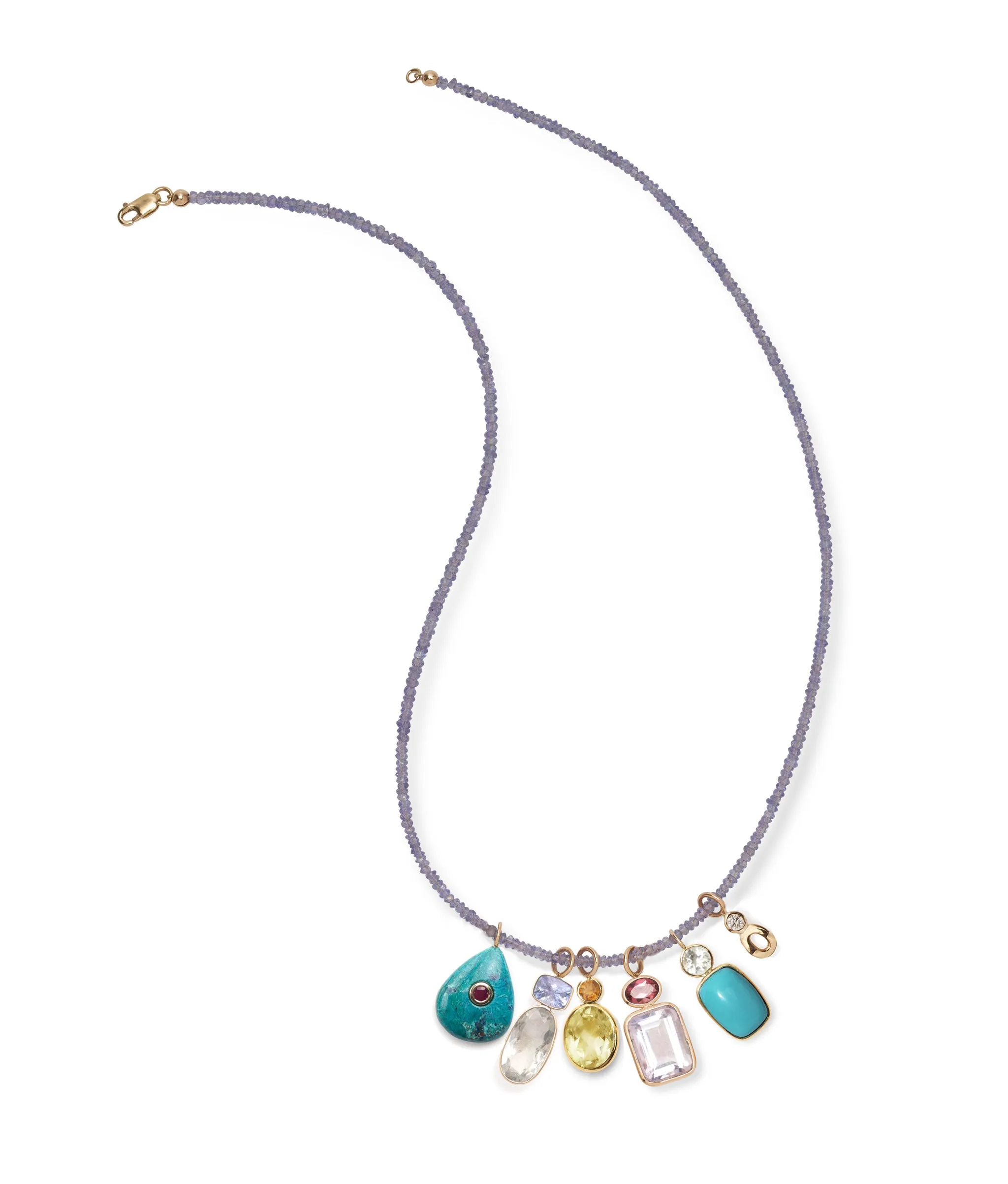 Oval 14k Gold Necklace Charm in Citrine & Lemon Quartz