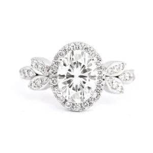 Oval Diamond Floral Engagement ring "Minimal Lily" ♥
