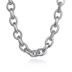 Oval Link Chain Necklace in Sterling Silver